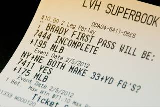 Proposition bet tickets for this years Superbowl Tues. Jan. 31, 2012.